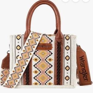 Wrangler Women's Tan/ Cream Geometric Satchel with matching attachable wallet